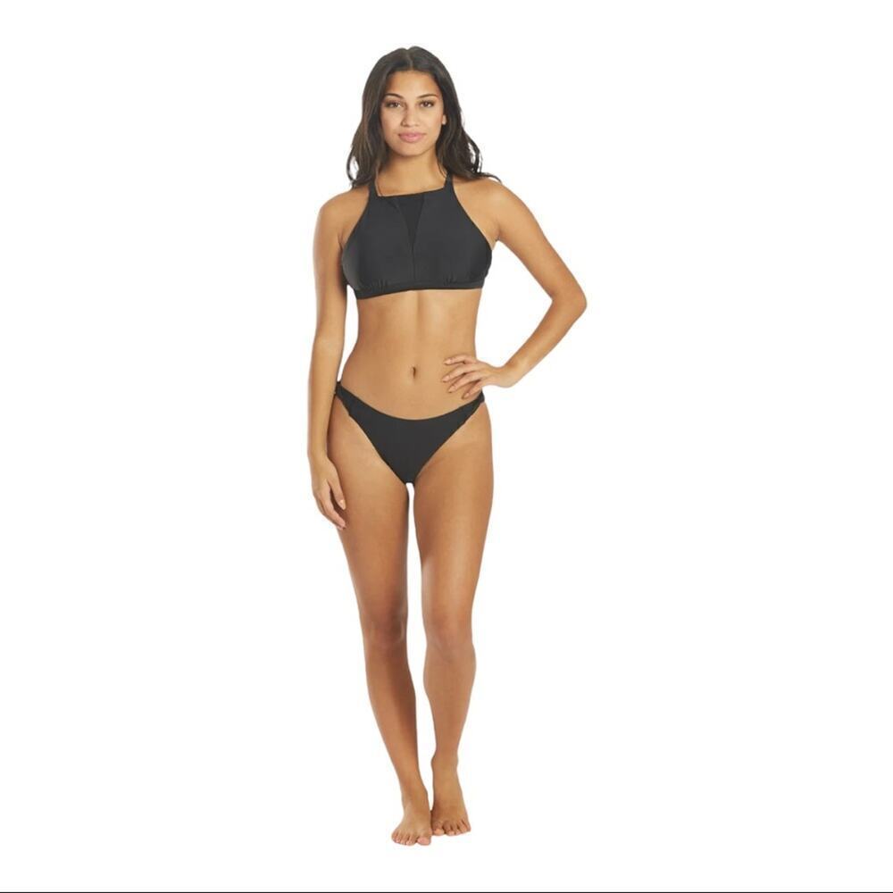 prAna Women's Black Regan High Neck Bikini Top with Mesh Detail Size Small
